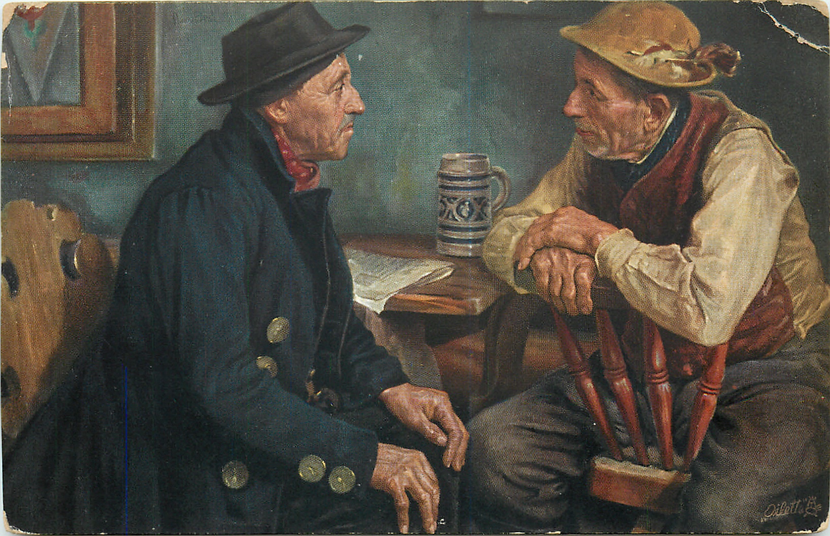 001 120300 two old men sit chatting stein on table b original